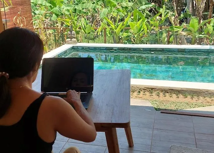 Private Pool Views Work Table Yoga * ウブド